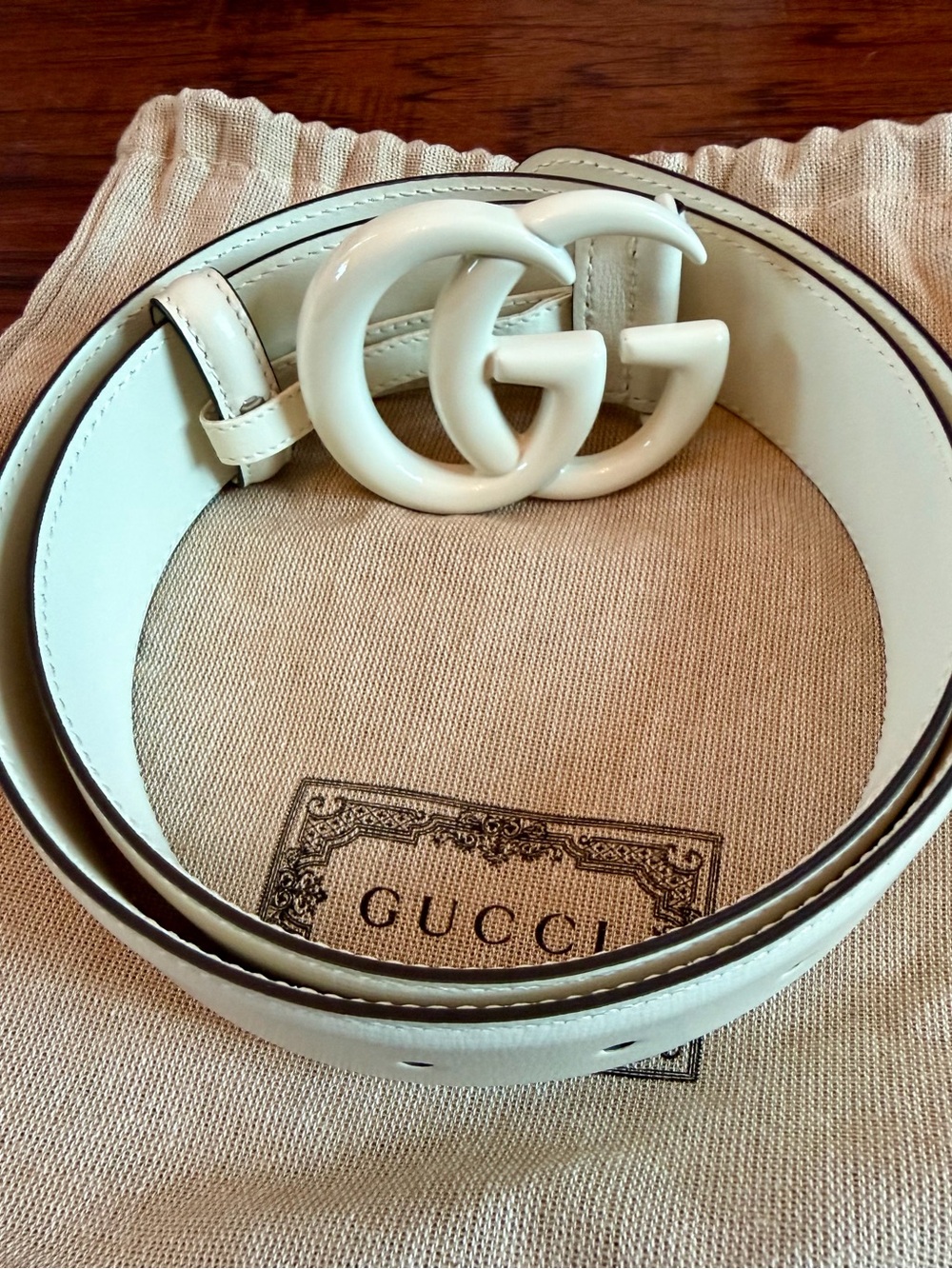 NWOT GUCCI Marmont White Double G Leather Belt - Gucci Size 80